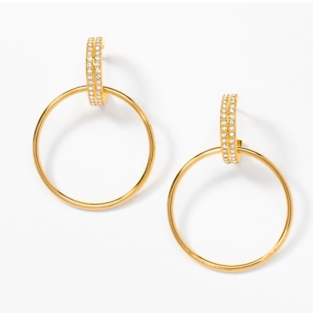 Touchstone Crystal by Swarovski Front Runner Earrings, Gold Tone Plating